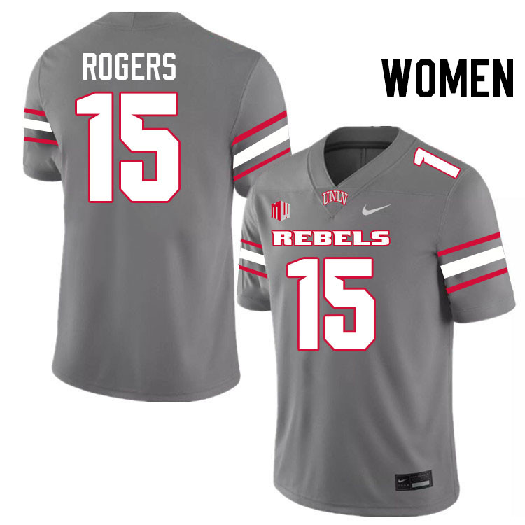 Women #15 Landon Rogers UNLV Rebels College Football Jerseys Stitched-Grey